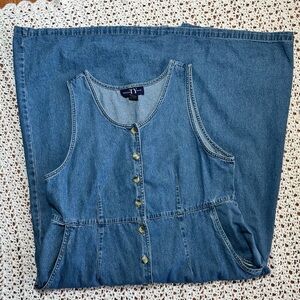 Size 14 Denim Sleeveless Button-Down Dress